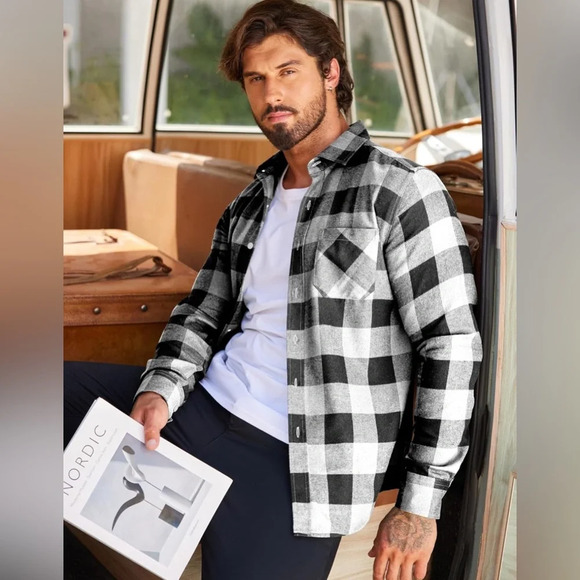 Coofandy Men’s plaid button down shirt - Picture 4 of 5